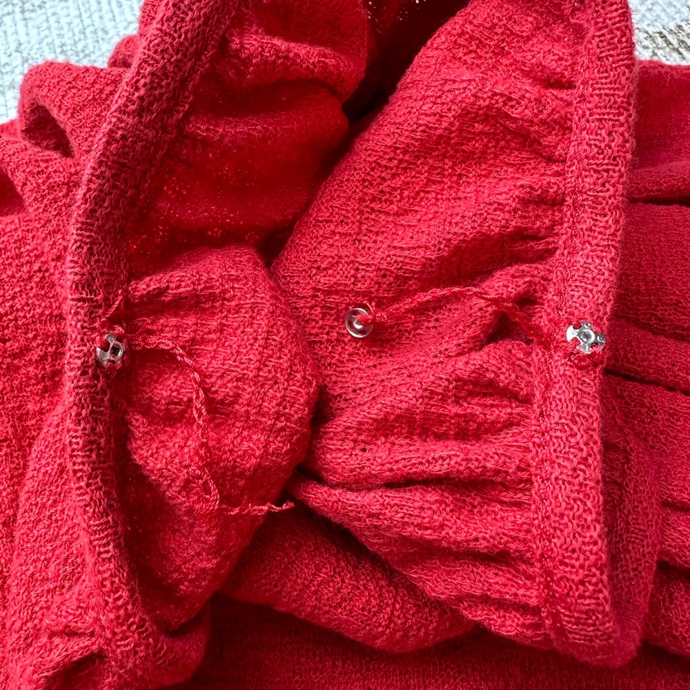 MADEWELL Red Square Neck Puffy Sleeve Babydoll Top | Size Medium - Picture 11 of 11